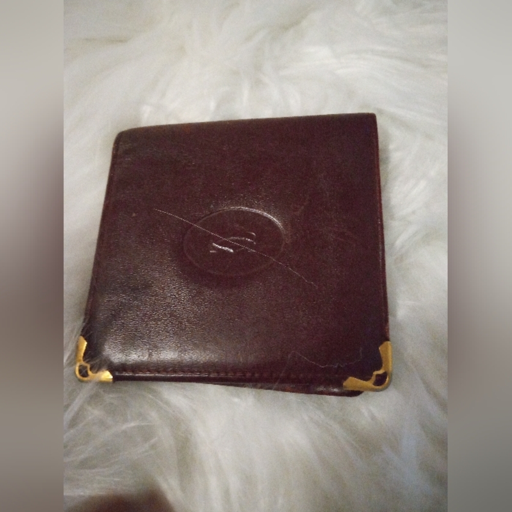 Cartier Brown Leather Key And Card Holder With Gold Accents